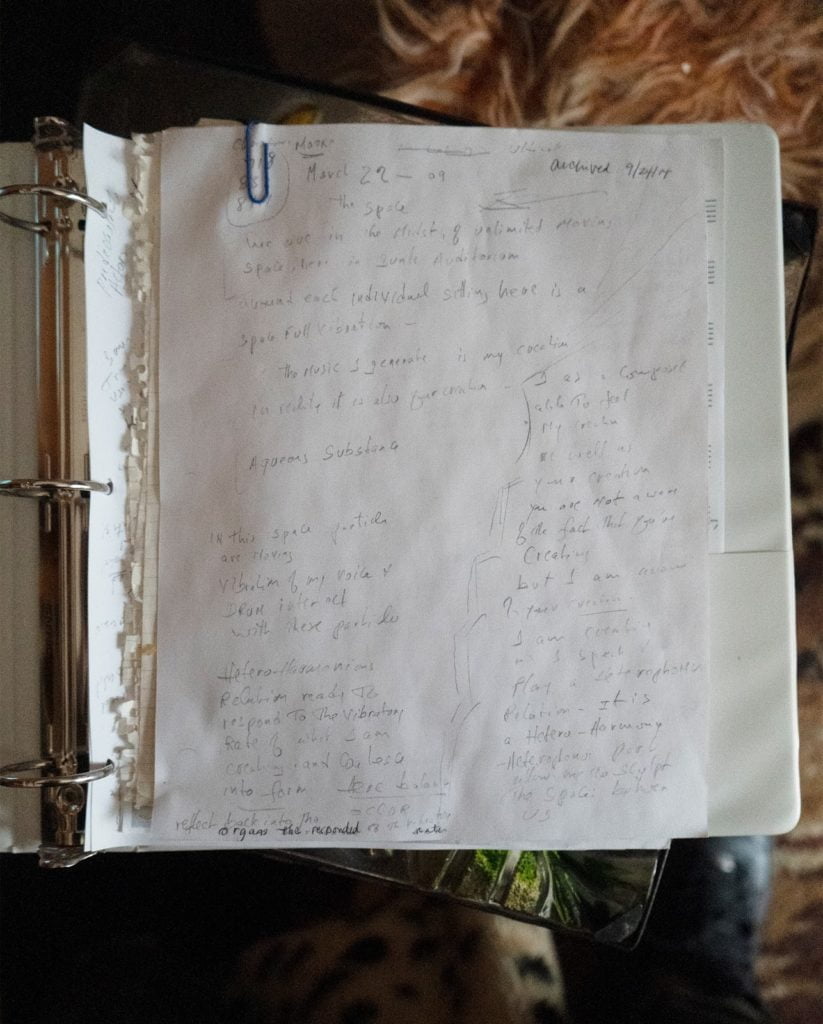 A page from the binder of notes on Heteroharmony (used with permission by Halim El Dabh Music, LLC)